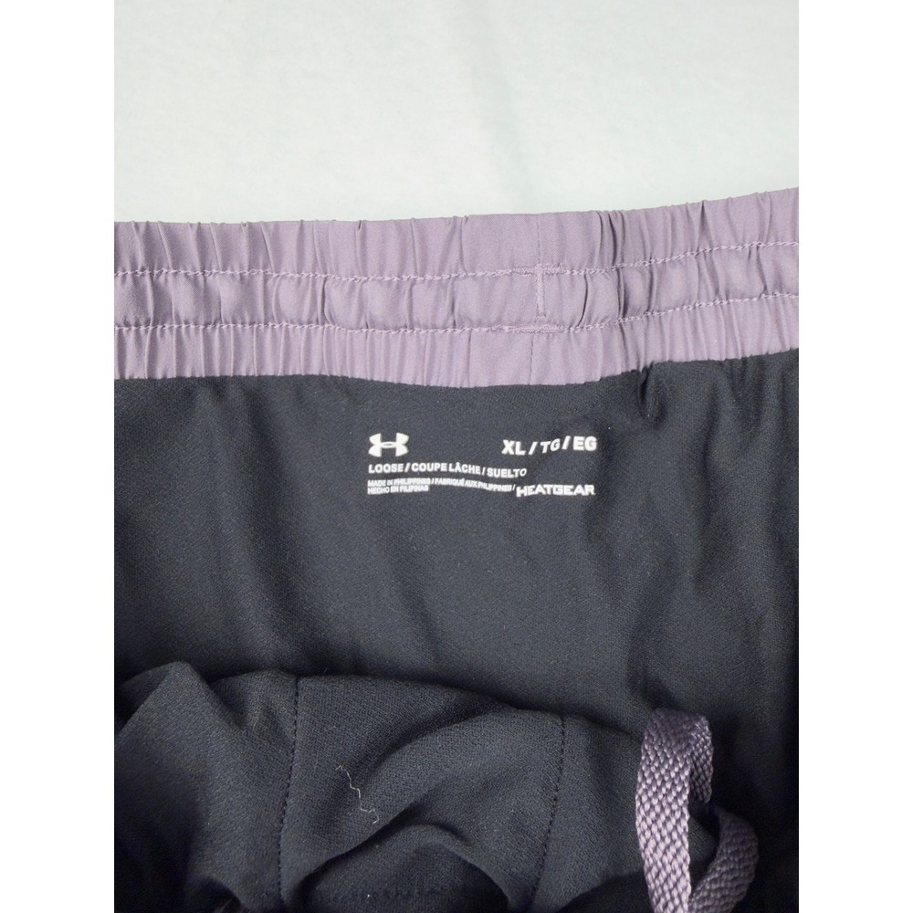 Under Armour HeatGear Womens XL Purple Black Mesh Trim Running Shorts Loose Fit - Picture 6 of 7